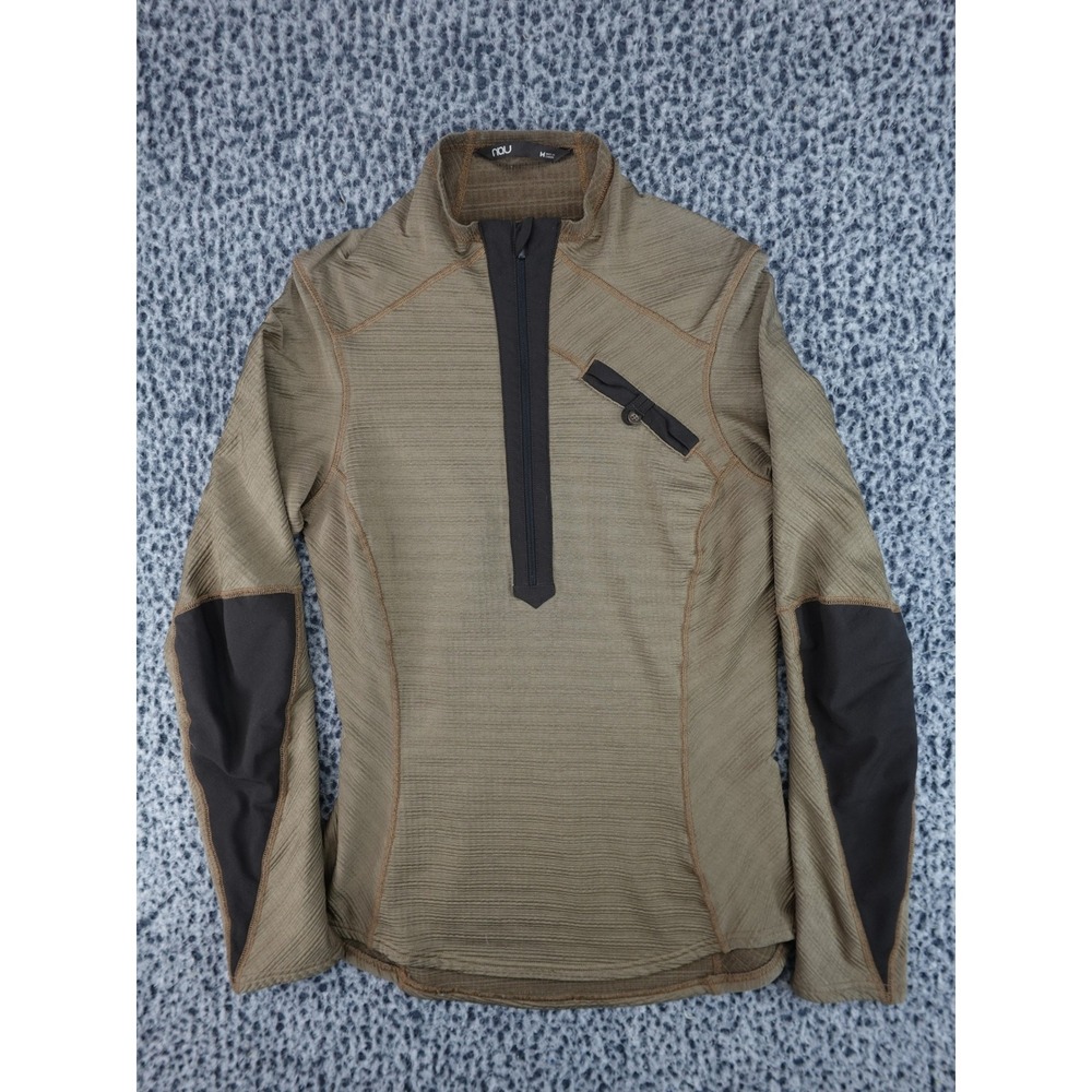 Nau Polartec Half Zip Pullover Mens Medium Brown Waffle Knit Techwear‎